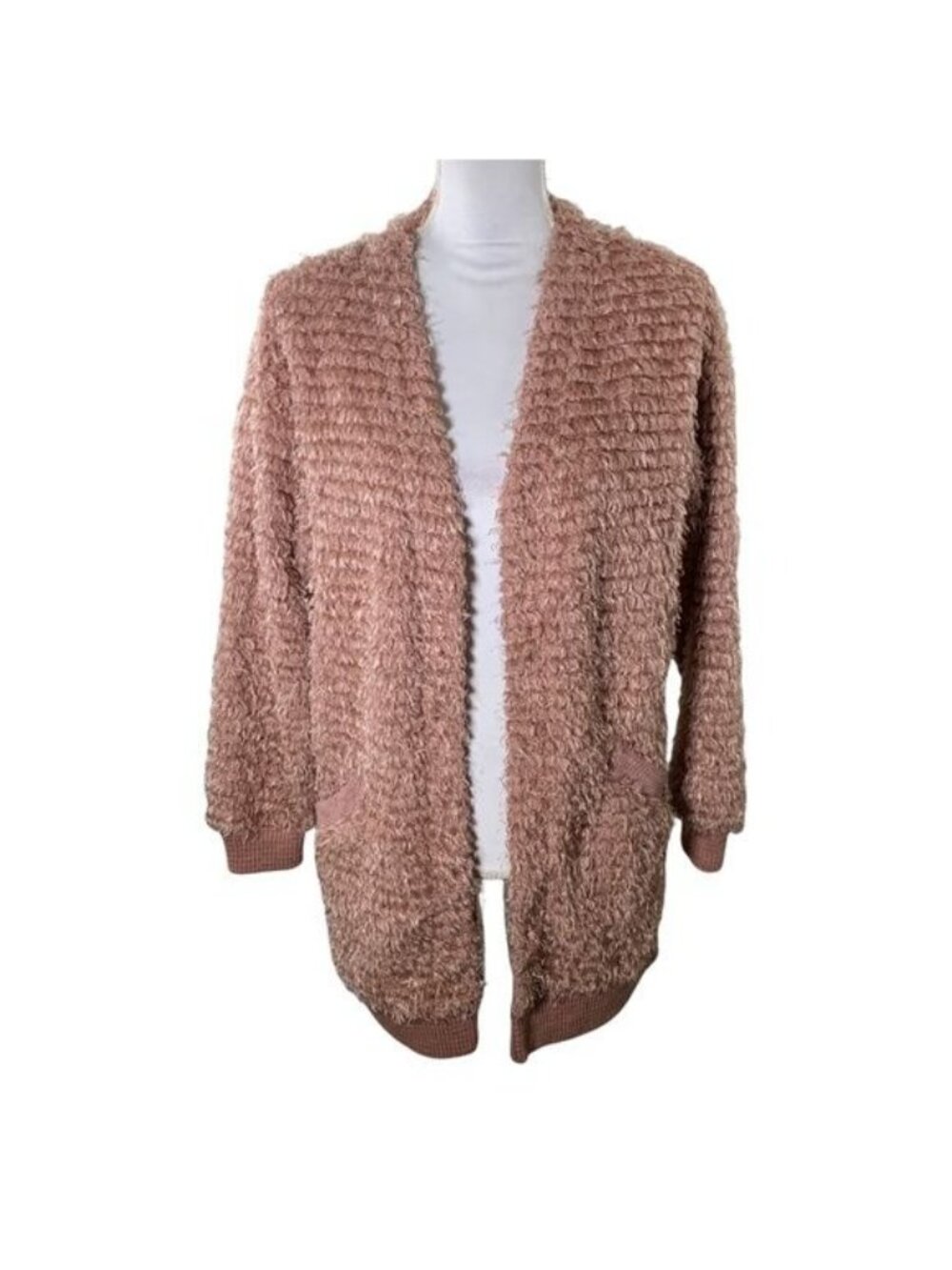 Knox Rose Cardigan Womens Small Pink Textured Open Front Sweater